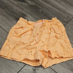 Girls Orange Lace Shorts